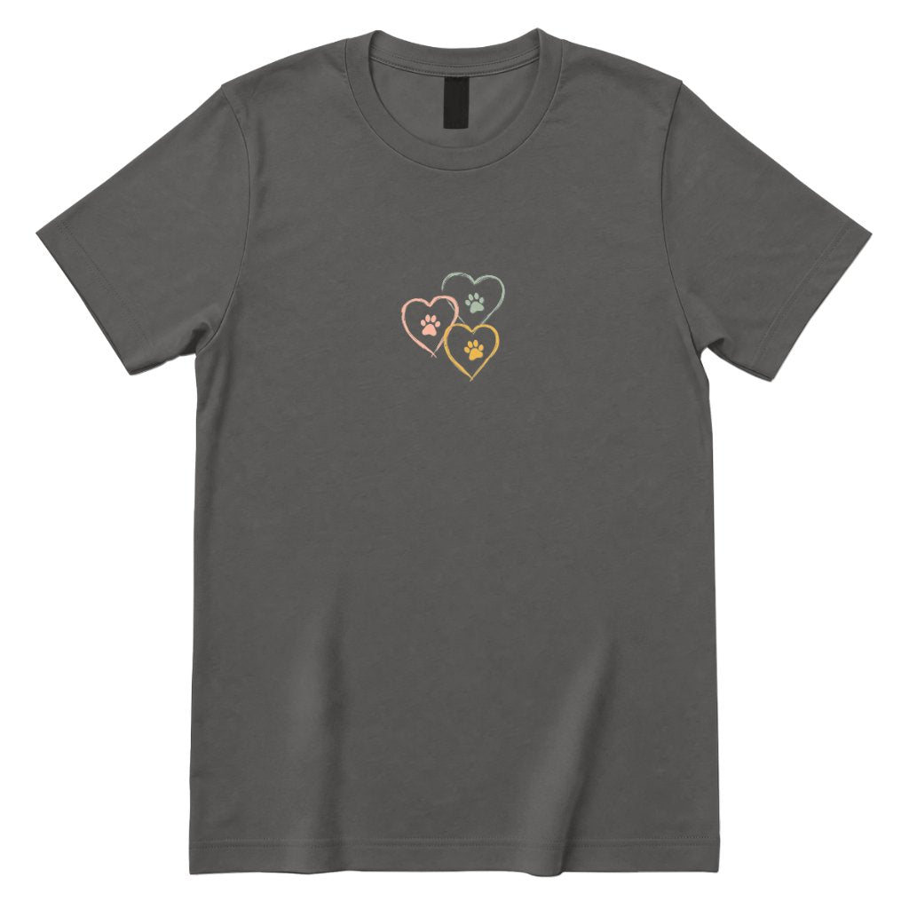 Minimal Sketch Heart Paw Graphic Tee - Charcoal Front
