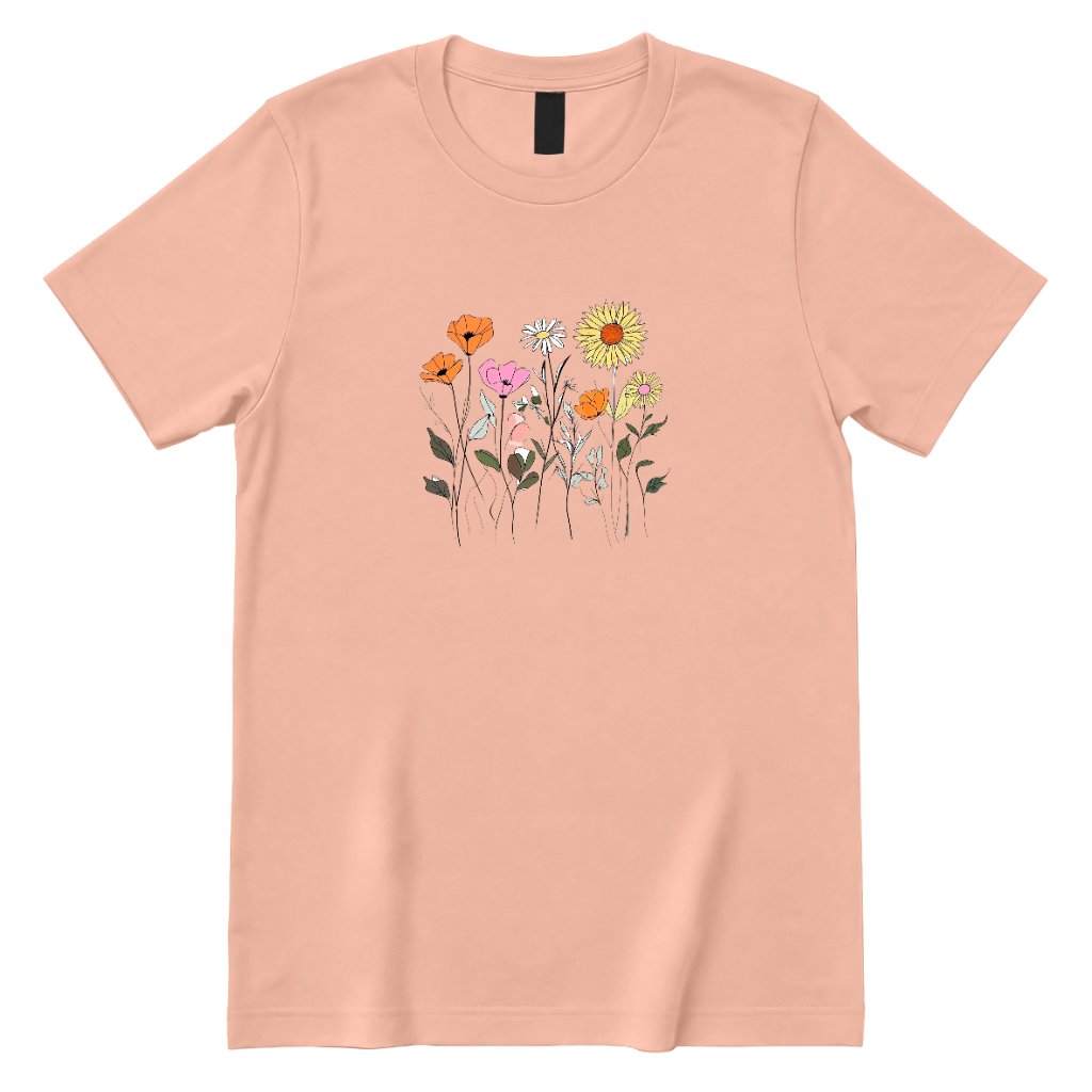 Boho Sunflower Mixed Wildflower Shirt - Dusty Rose Front
