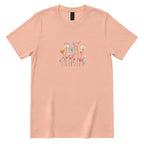 Pastel Boho Wildflower Line Art Tee - Dusty Rose Front