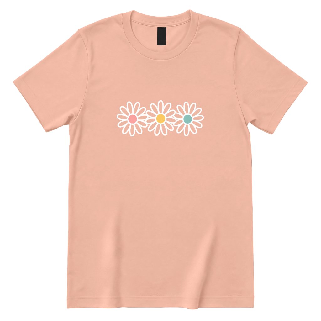 Pastel Triple Daisy Women Premium Graphic Tee - Dusty Rose Front