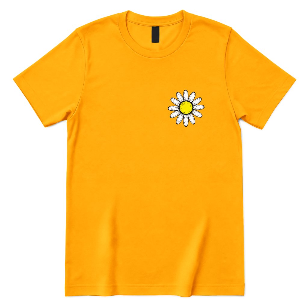 Minimal Distressed Daisy T‑Shirt - Gold Front