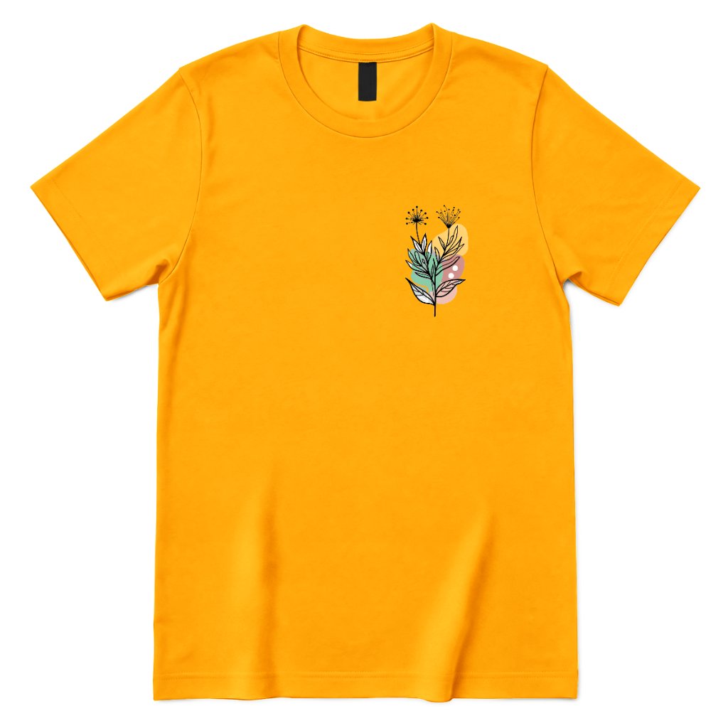Minimal Boho Abstract Floral Graphic Tee - Gold Front