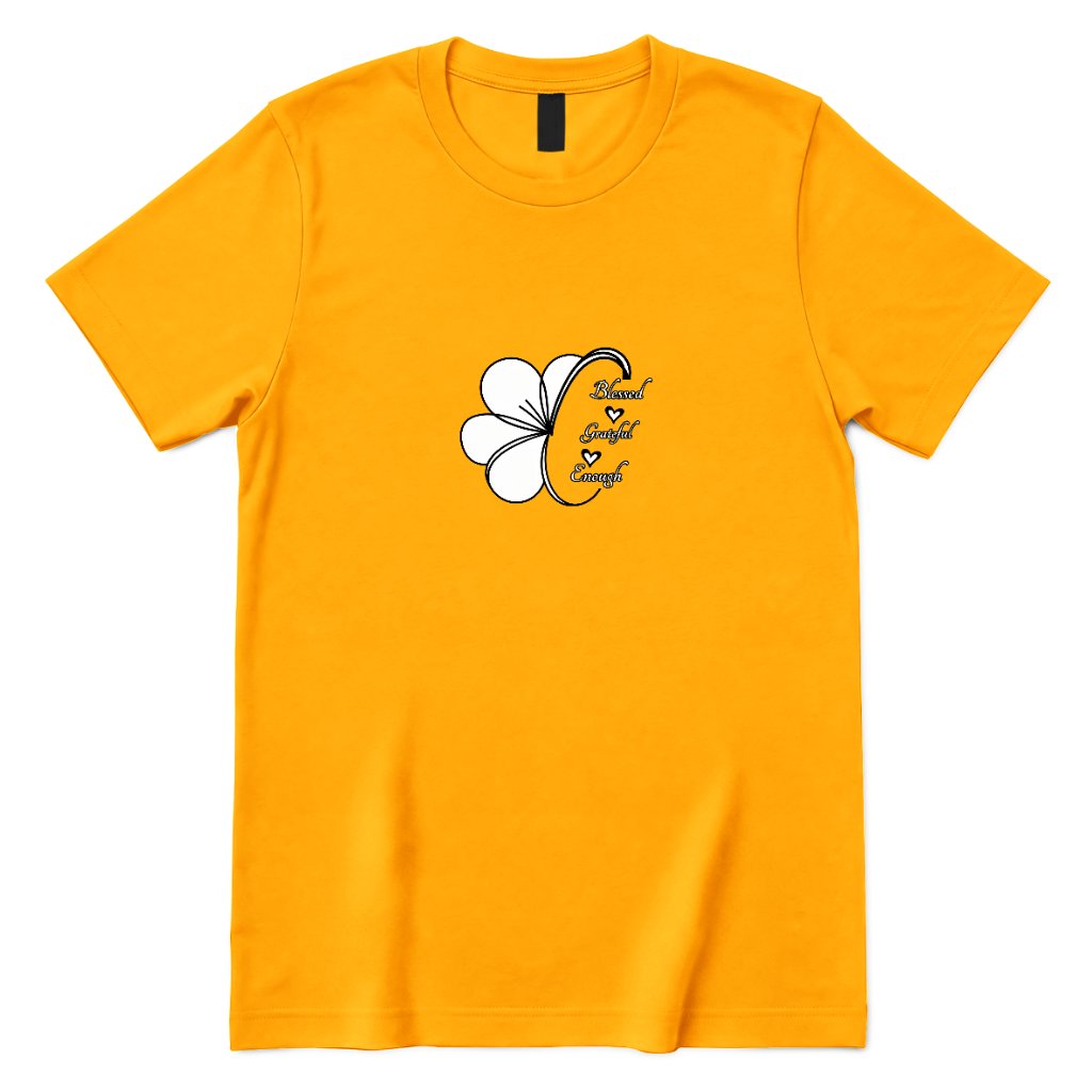 Blessed Grateful Enough Clover T‑Shirt - Gold Front