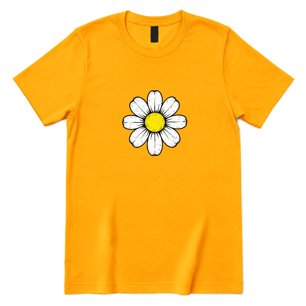Retro Daisy Print T‑Shirt - Gold Front