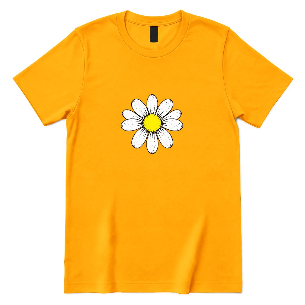 Vintage Boho Daisy Flower Graphic T‑Shirt - Gold Front