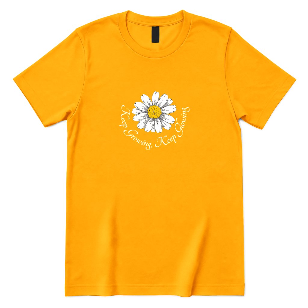 Keep Growing Keep Glowing Daisy T‑Shirt - Gold Front