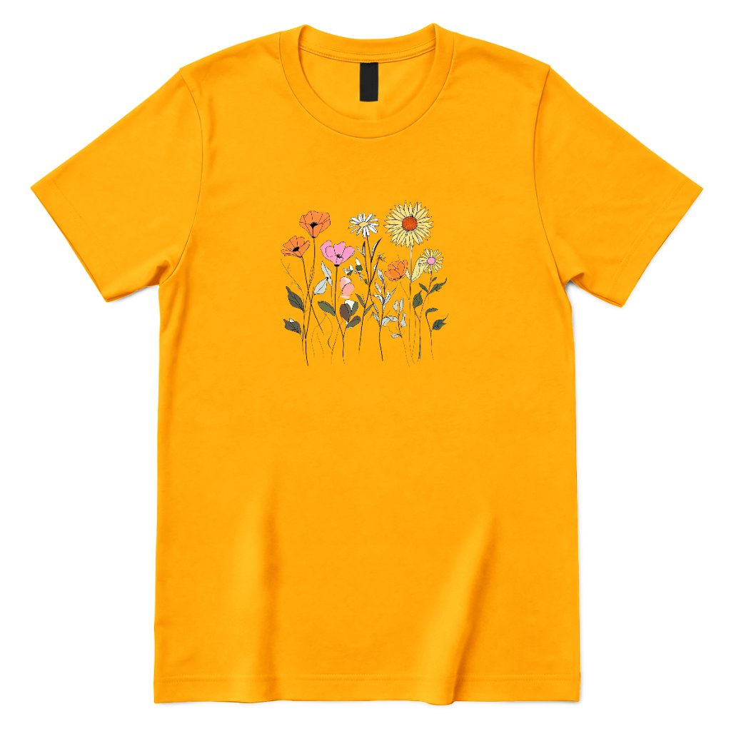 Boho Sunflower Mixed Wildflower Shirt - Gold Front