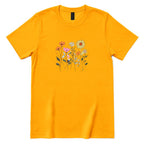Boho Sunflower Mixed Wildflower Shirt - Gold Front