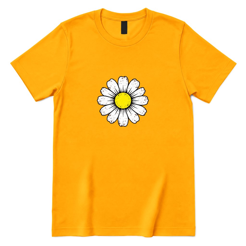 Vintage Distressed Daisy T‑Shirt - Gold Front