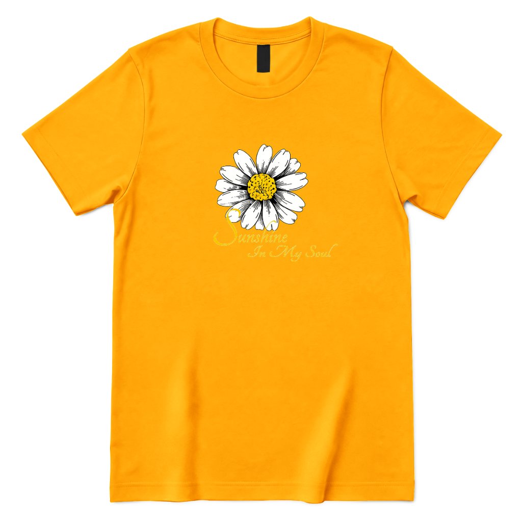 Sunshine In My Soul Boho Floral Print Tee - Gold Front