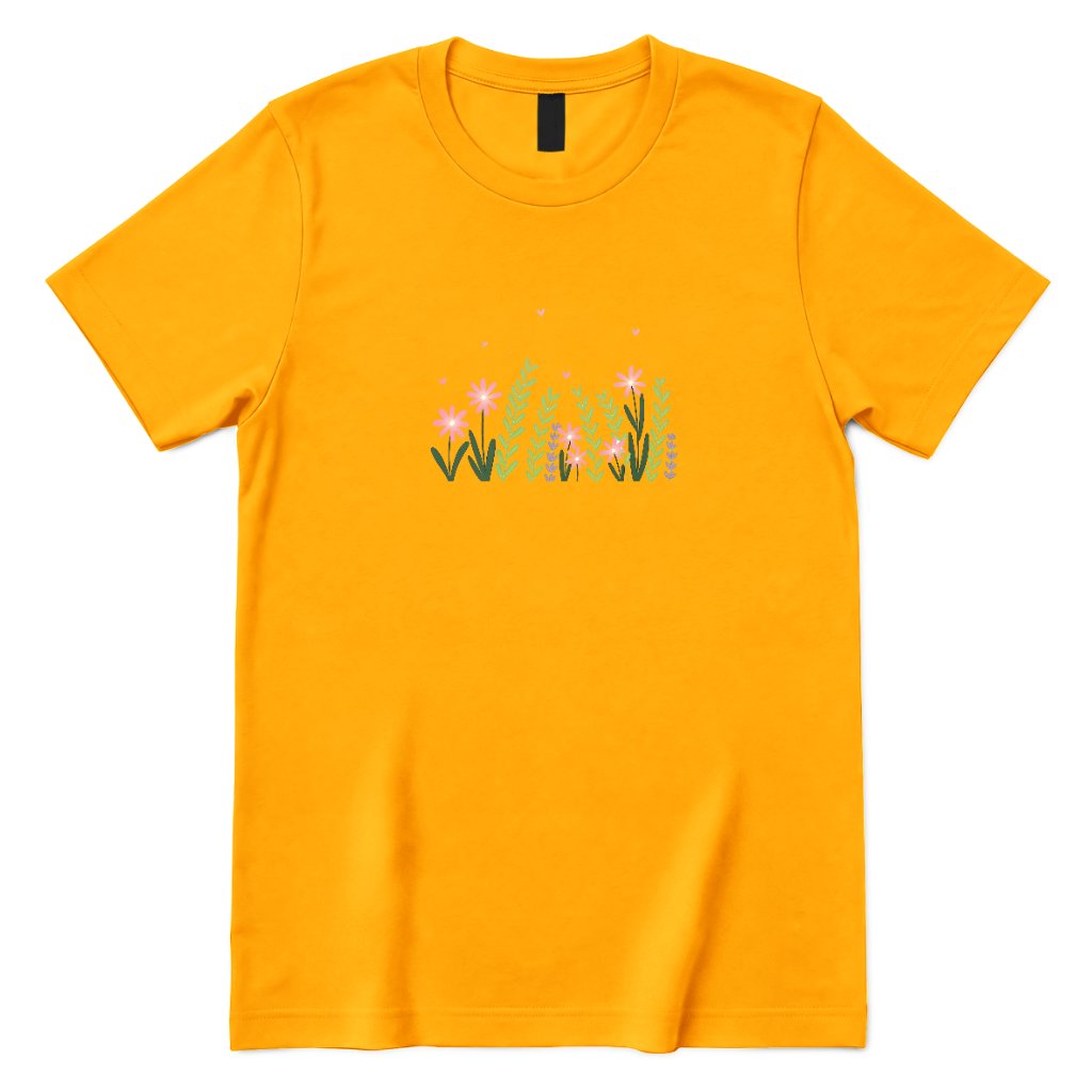 Boho Pastel Wild Meadow Floral Shirt - Gold Front