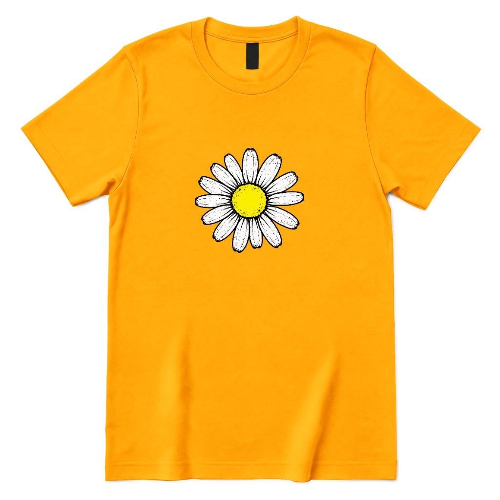 Minimal Flower Graphic Casual T‑Shirt - Gold Front