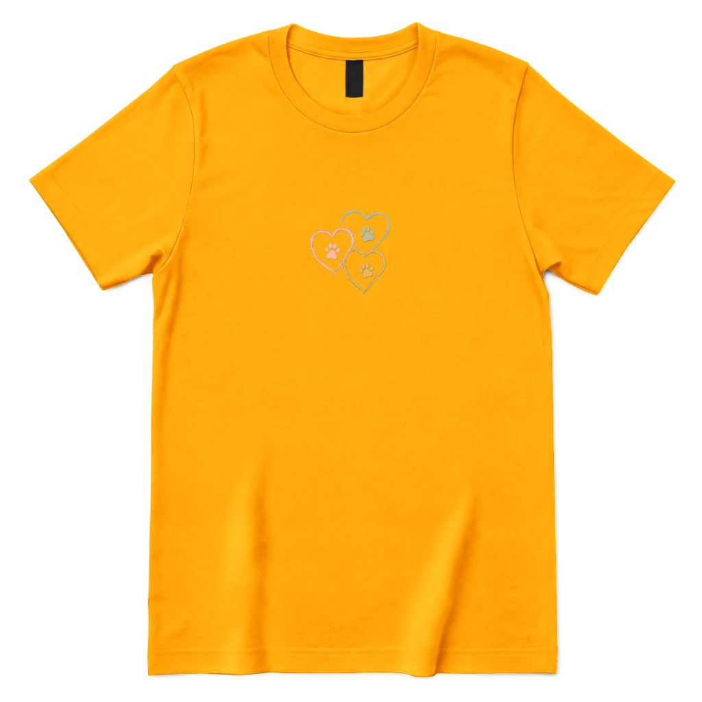 Minimal Sketch Heart Paw Graphic Tee - Gold Front
