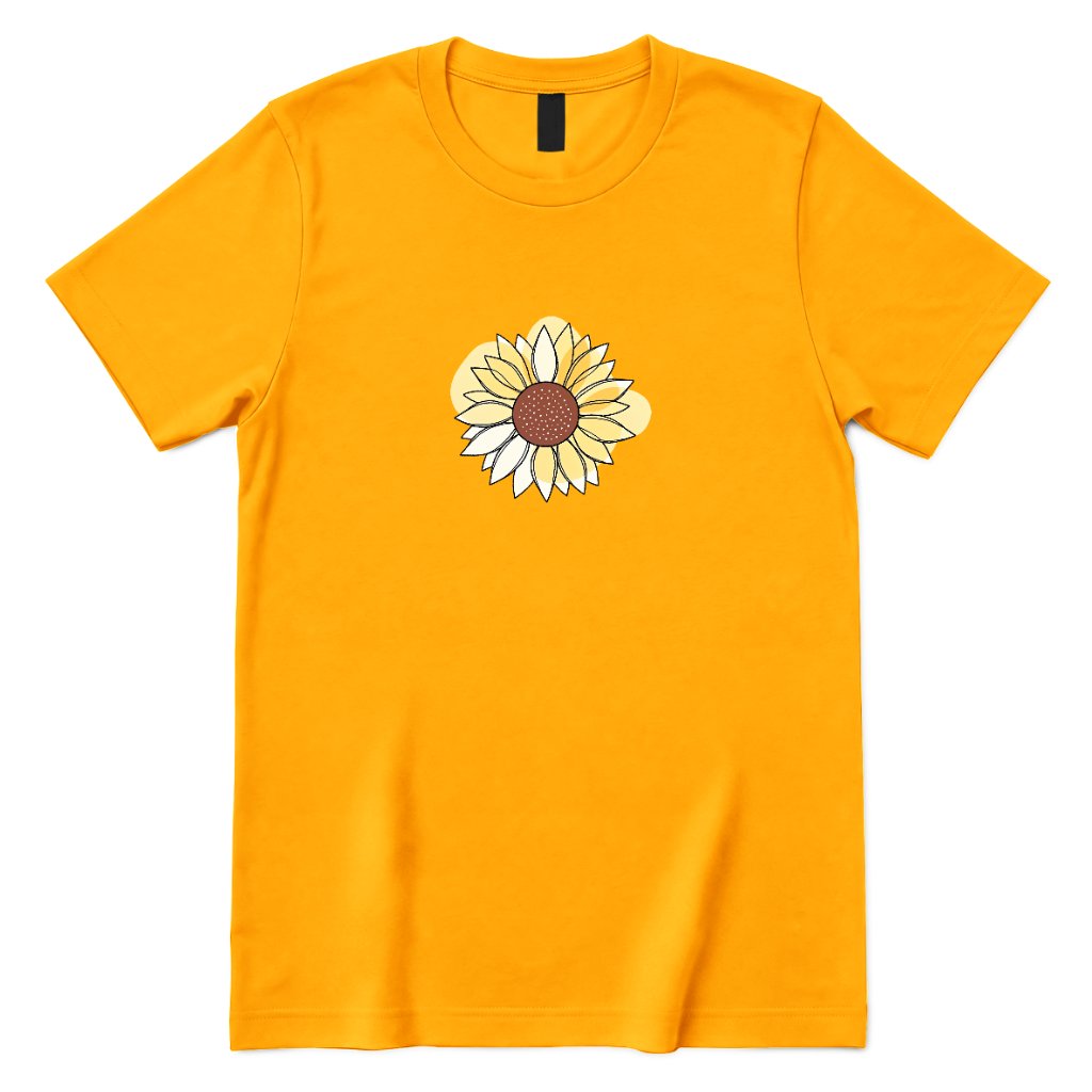 Abstract Sunflower Graphic T‑Shirt - Gold Front