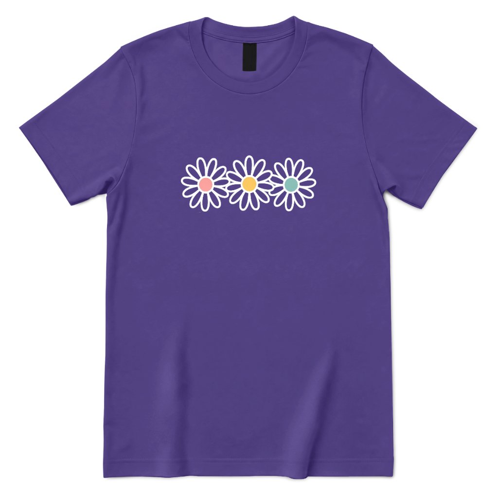 Pastel Triple Daisy Women Premium Graphic Tee - Lilac Front