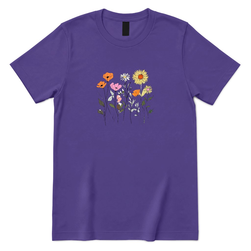 Boho Sunflower Mixed Wildflower Shirt - Lilac Front