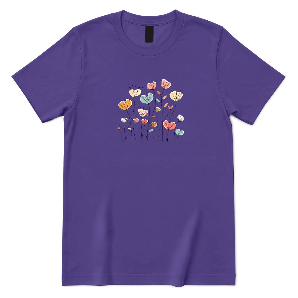 Abstract Boho Line Drawing Floral Shirt - Lilac Front