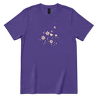 Soft Pastel Pink Floral Butterfly Graphic Tee - Lilac Front