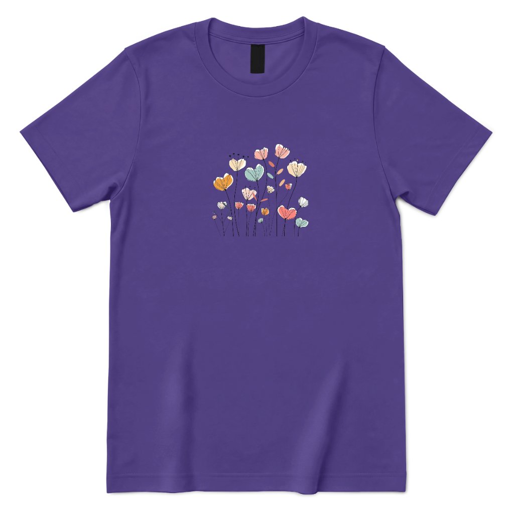 Pastel Boho Wildflower Line Art Tee - Lilac Front
