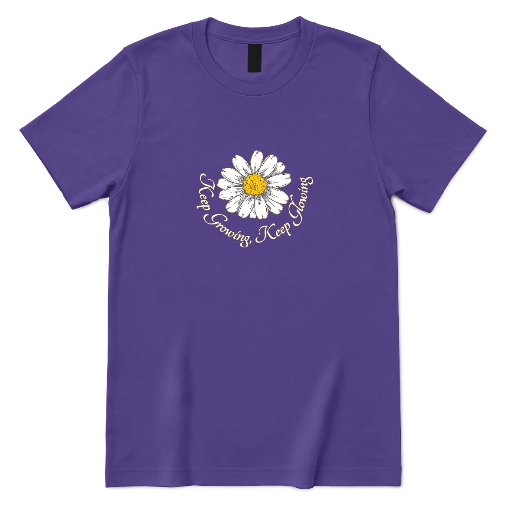 Keep Growing Keep Glowing Daisy T‑Shirt - Lilac Front