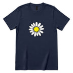 Minimal Flower Graphic Casual T‑Shirt - Navy Front