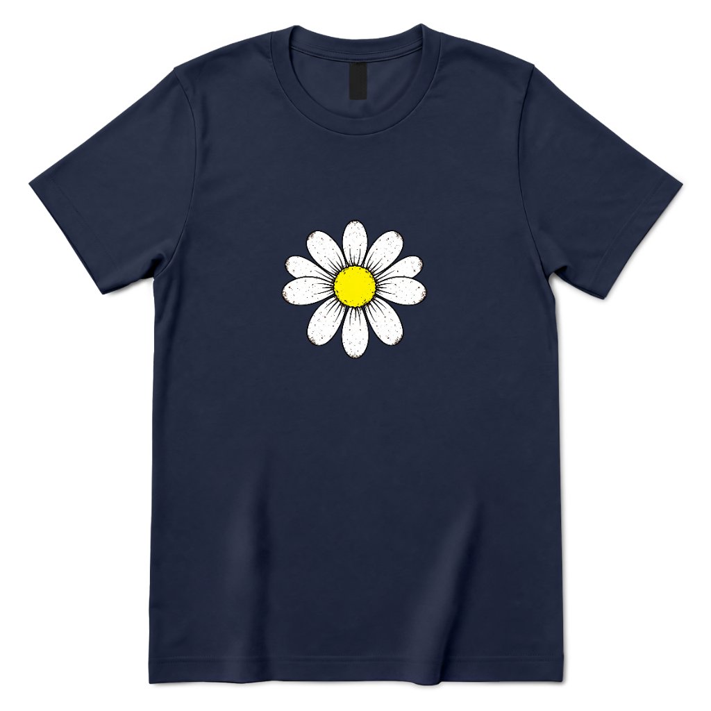 Vintage Boho Daisy Flower Graphic T‑Shirt - Navy Front