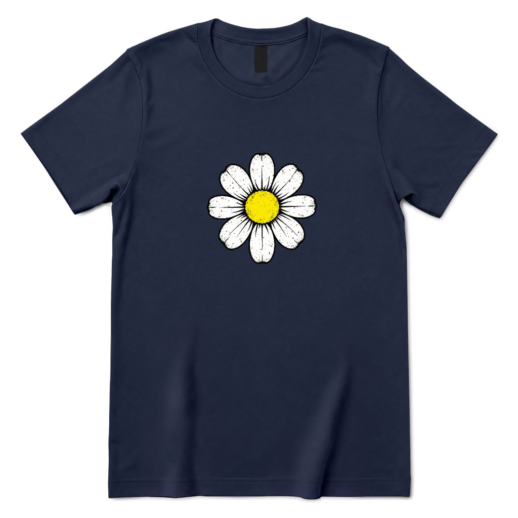 Retro Daisy Print T‑Shirt - Navy Front