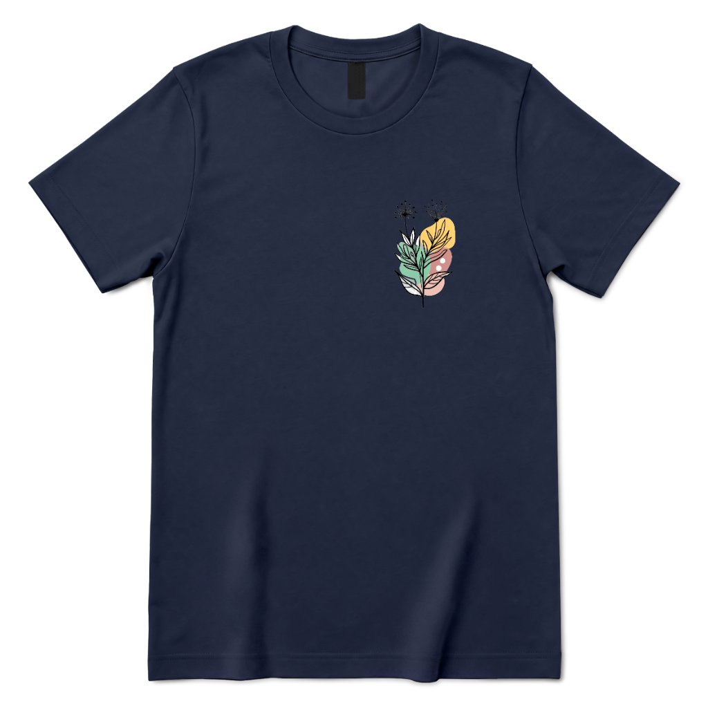 Minimal Boho Abstract Floral Graphic Tee - Navy Front
