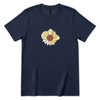 Abstract Sunflower Graphic T‑Shirt - Navy Front