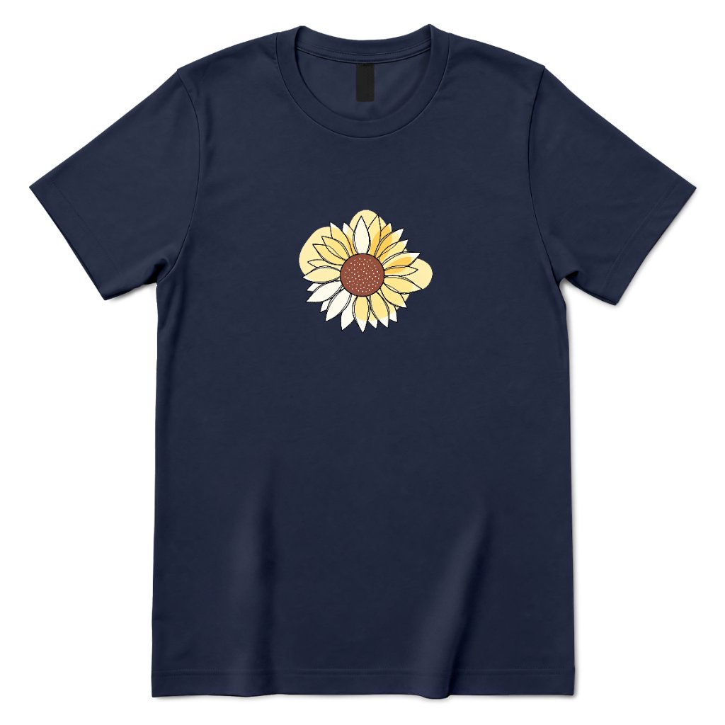 Abstract Sunflower Graphic T‑Shirt - Navy Front