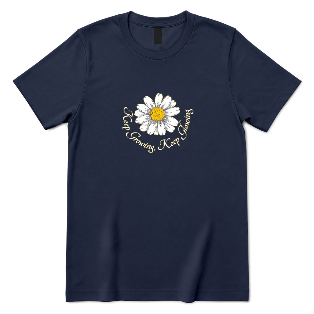 Keep Growing Keep Glowing Daisy T‑Shirt - Navy Front