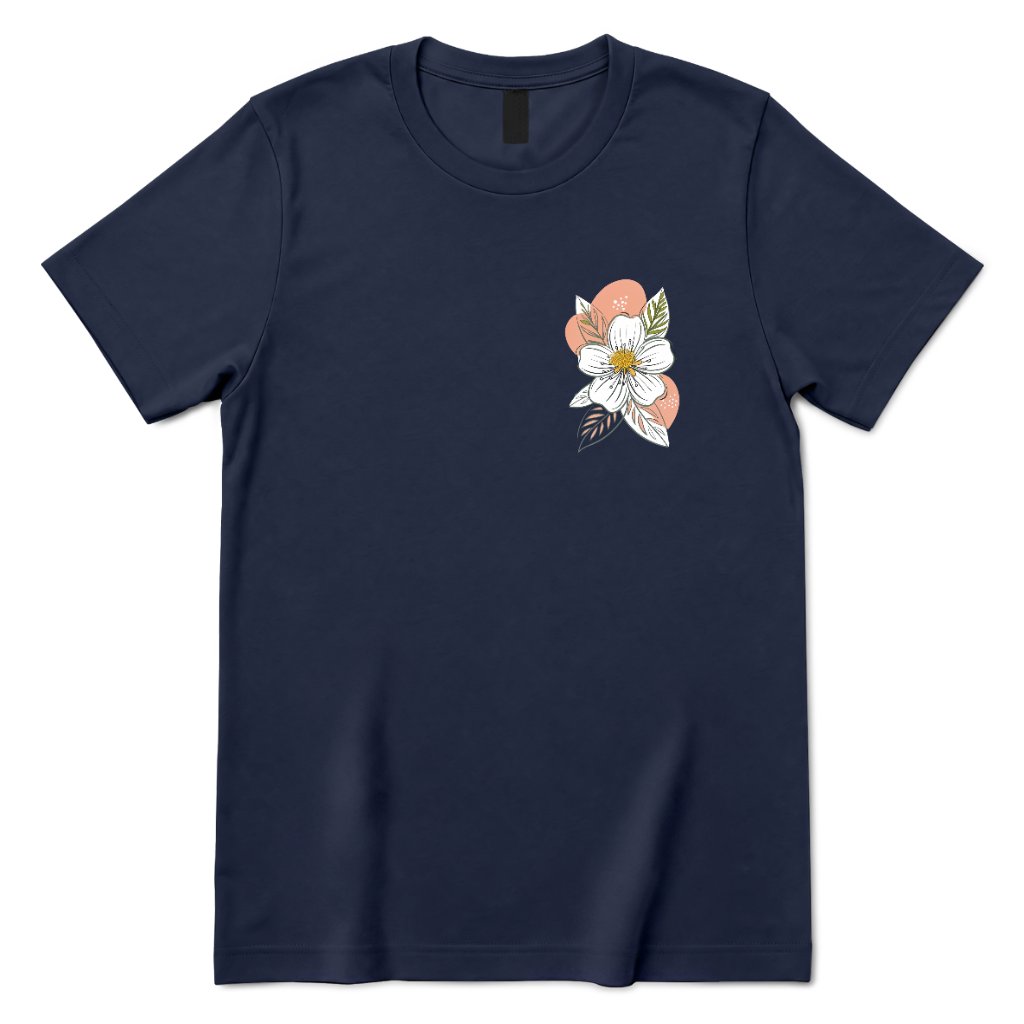 Boho Wildflower Graphic T‑Shirt - Navy Front