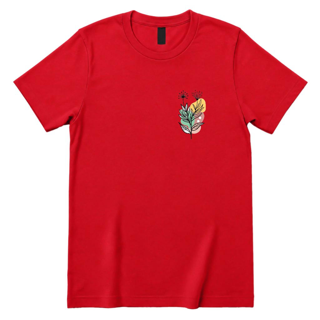 Minimal Boho Abstract Floral Graphic Tee - Red Front