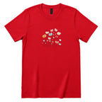 Pastel Boho Wildflower Line Art Tee - Red Front