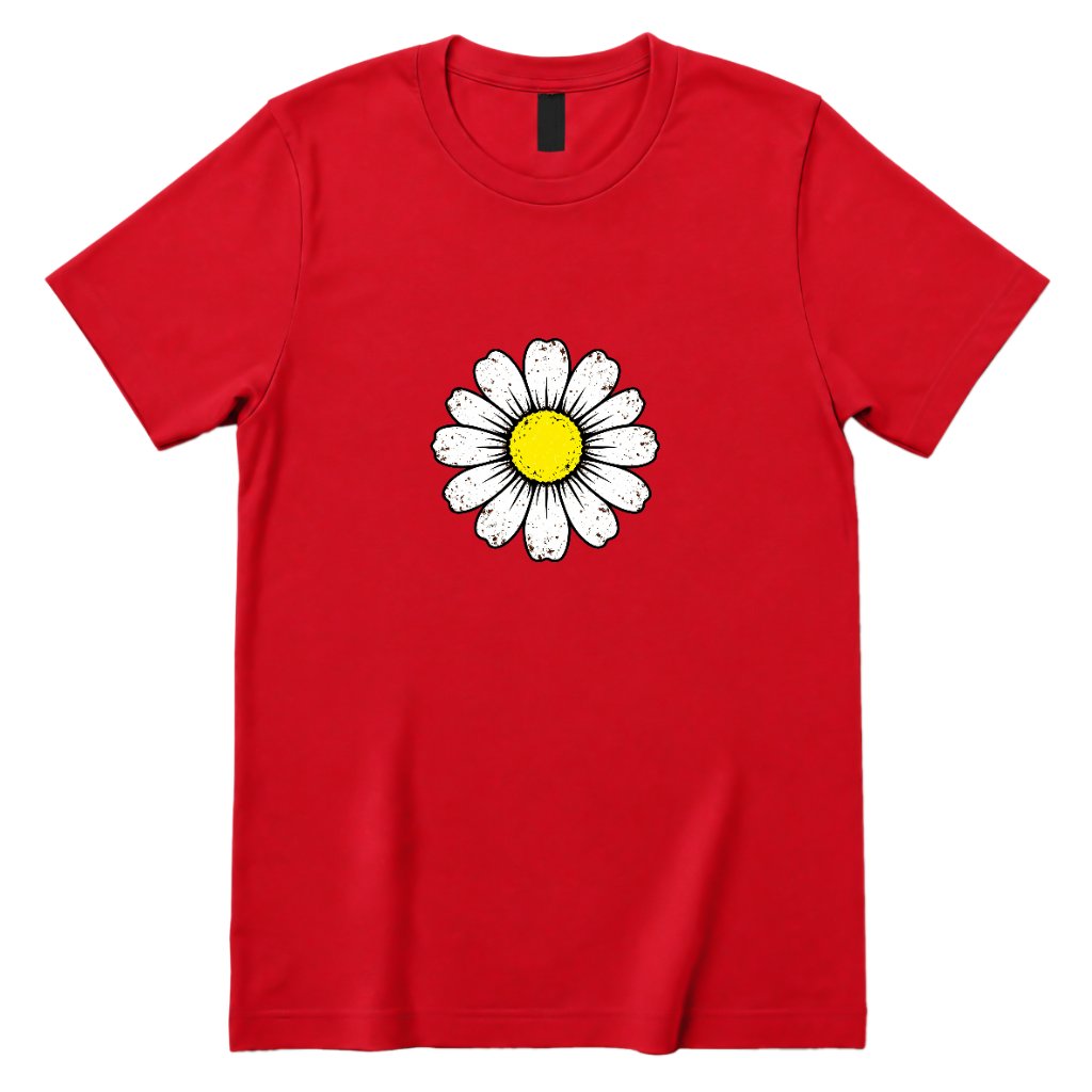 Vintage Distressed Daisy T‑Shirt - Red Front