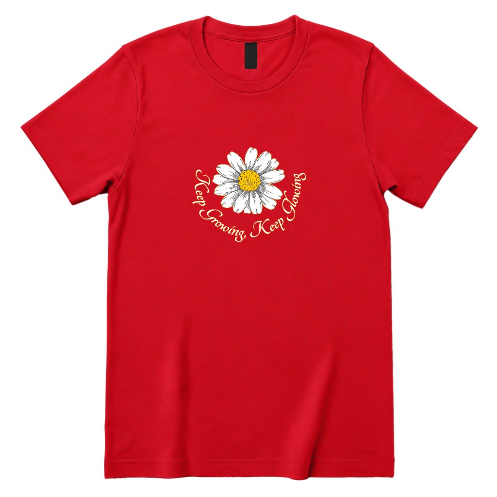 Keep Growing Keep Glowing Daisy T‑Shirt - Red Front