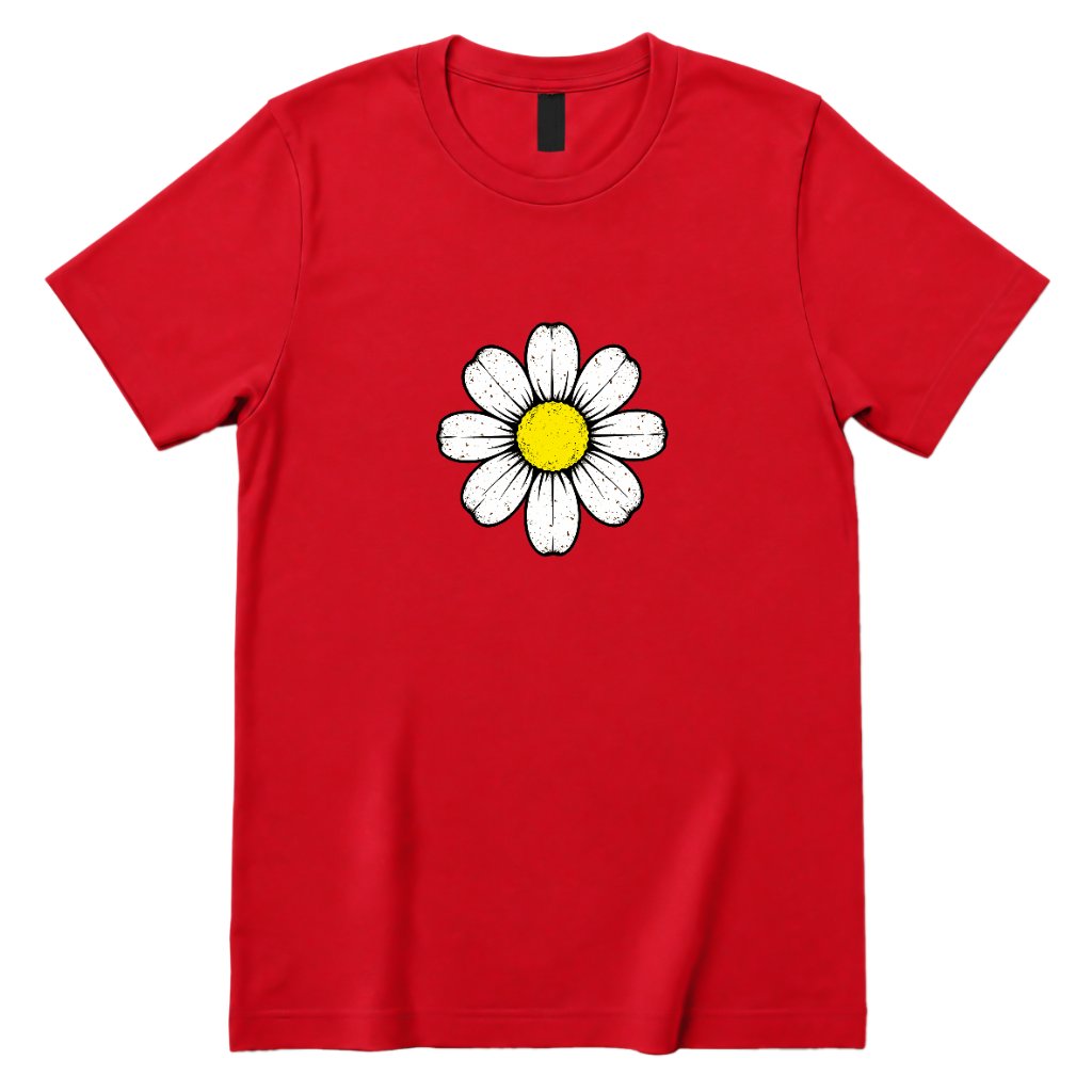 Retro Daisy Print T‑Shirt - Red Front