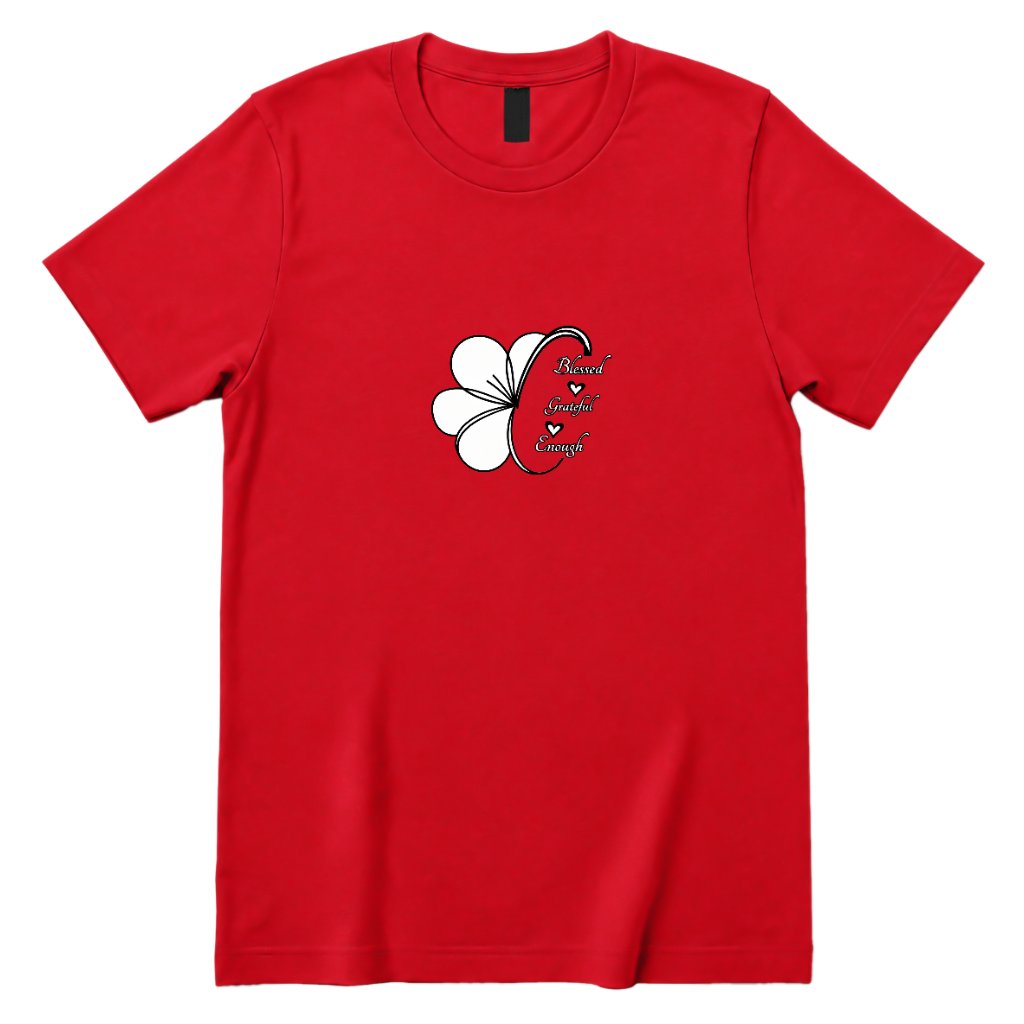 Blessed Grateful Enough Clover T‑Shirt - Red Front