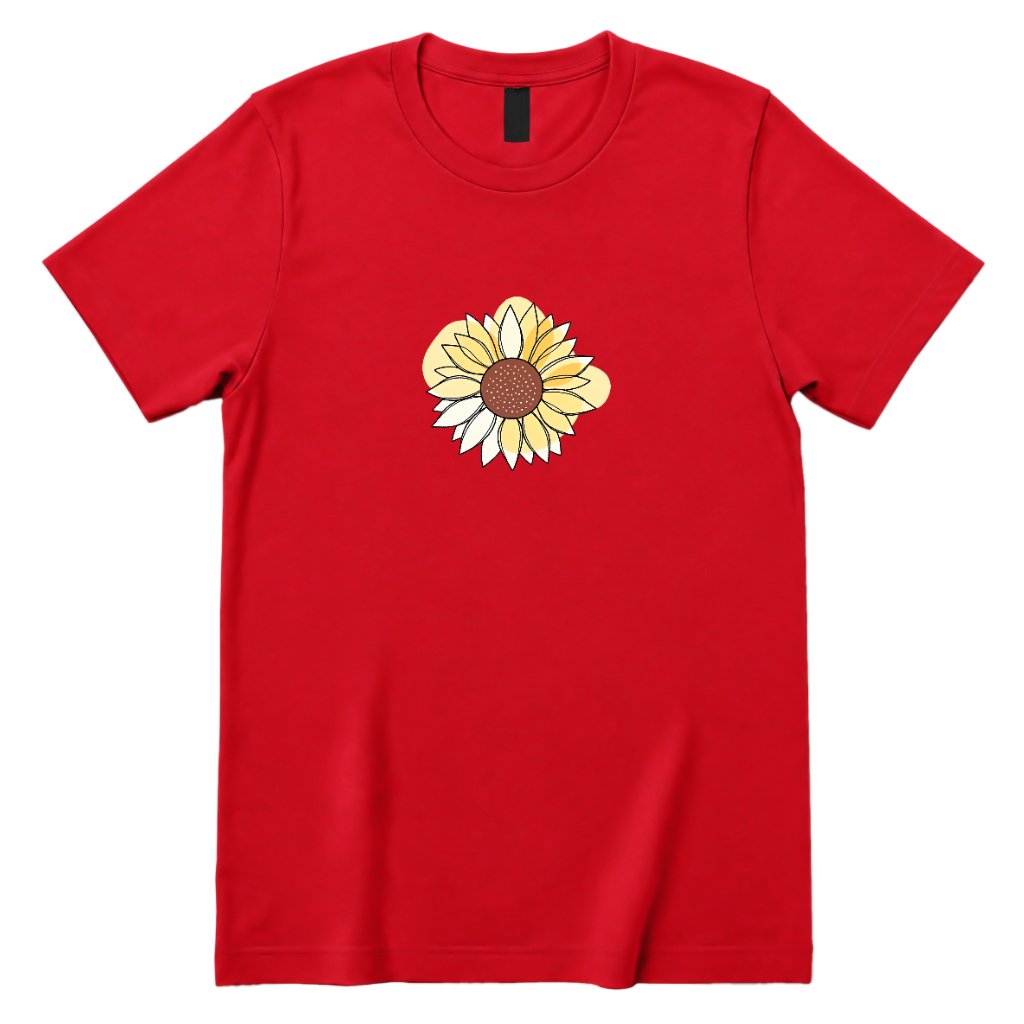Abstract Sunflower Graphic T‑Shirt - Red Front