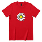 Minimal Flower Graphic Casual T‑Shirt - Red Front
