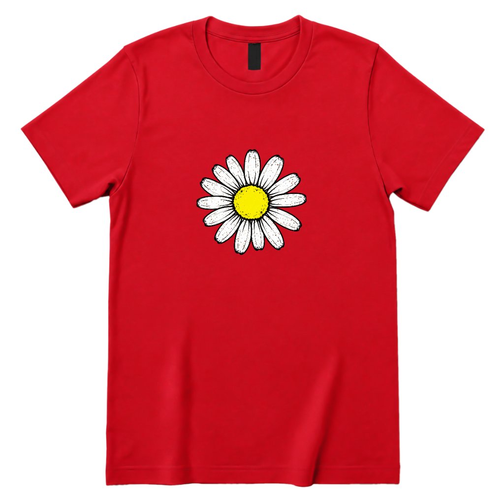 Minimal Flower Graphic Casual T‑Shirt - Red Front