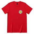 Minimal Distressed Daisy T‑Shirt - Red Front