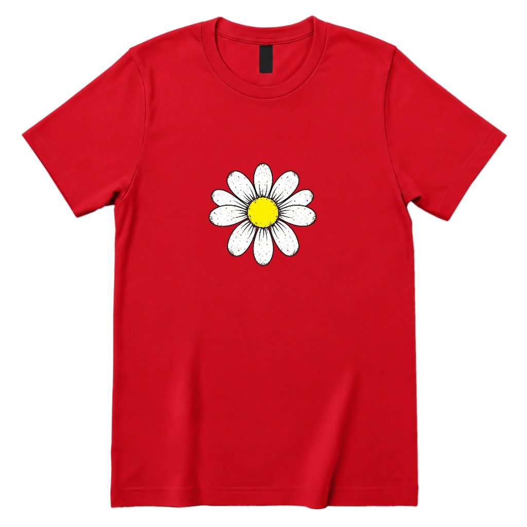 Vintage Boho Daisy Flower Graphic T‑Shirt - Red Front