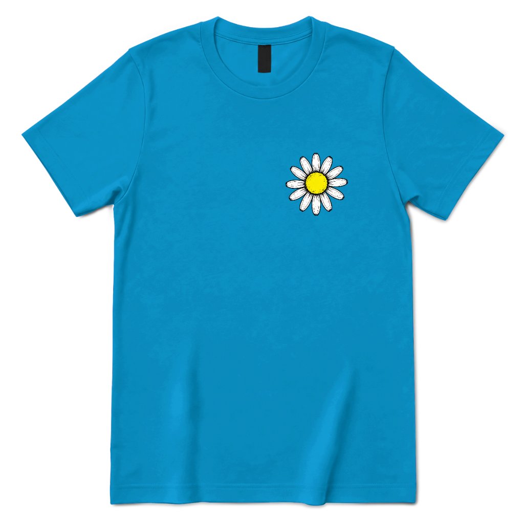 Minimal Distressed Daisy T‑Shirt - Sapphire Front