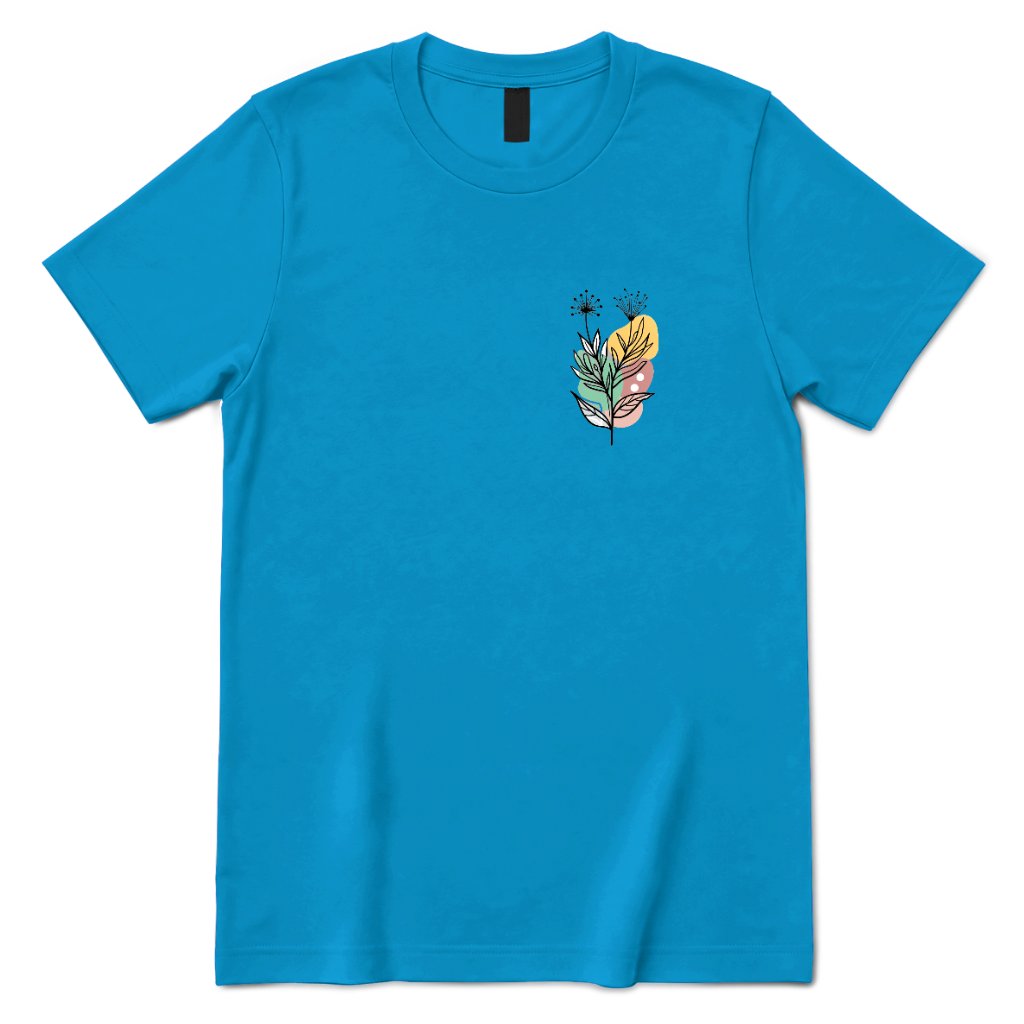 Minimal Boho Abstract Floral Graphic Tee - Sapphire Front