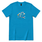 Pastel Boho Wildflower Line Art Tee - Sapphire Front