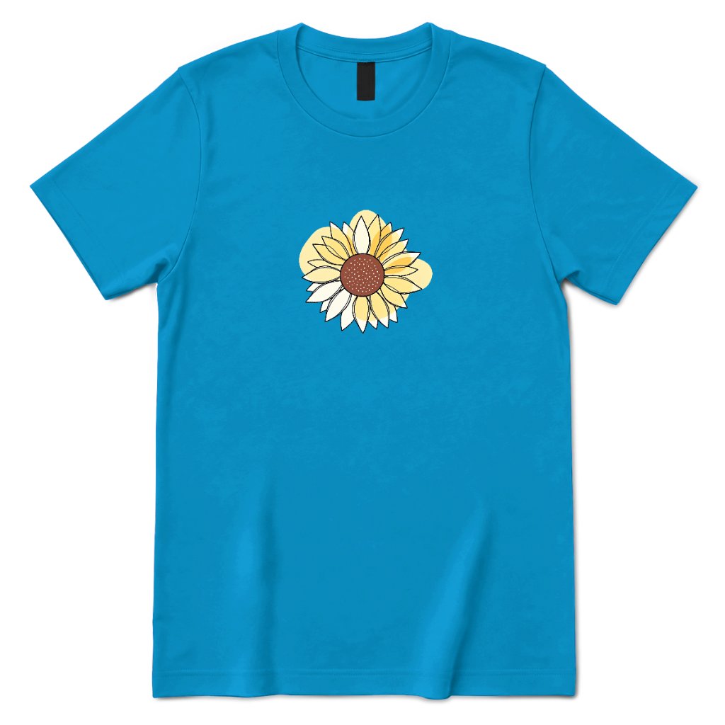 Abstract Sunflower Graphic T‑Shirt - Sapphire Front