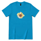 Abstract Sunflower Graphic T‑Shirt - Sapphire Front