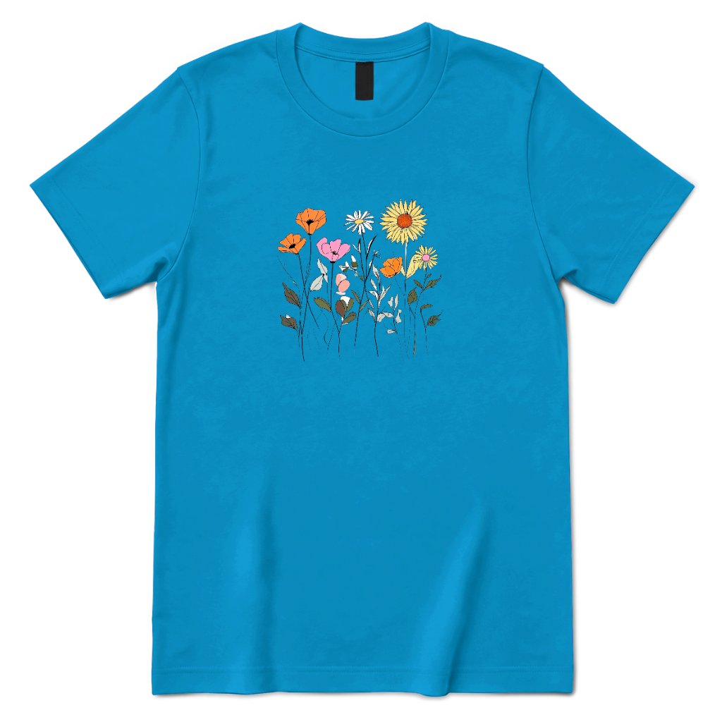 Boho Sunflower Mixed Wildflower Shirt - Sapphire Front