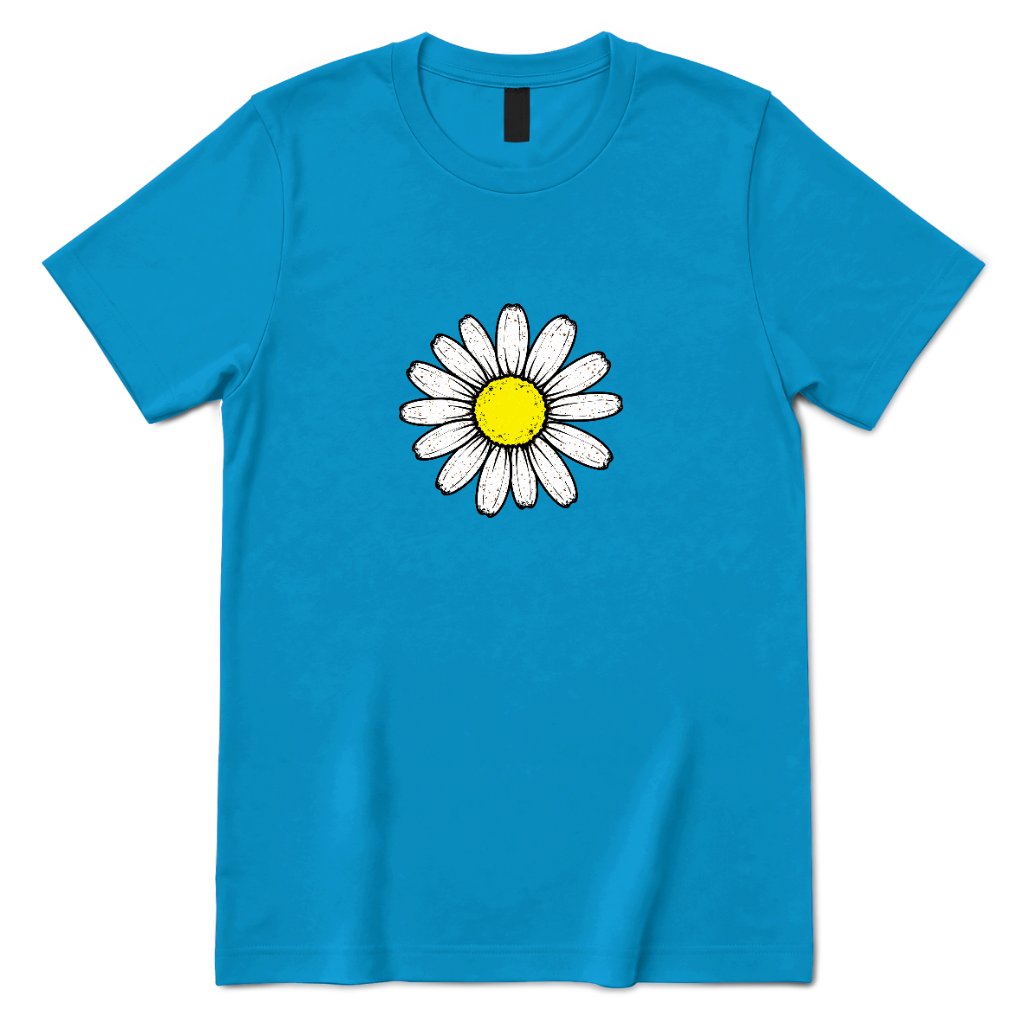 Minimal Flower Graphic Casual T‑Shirt - Sapphire Front
